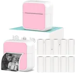 HUIJUTCHEN Mini Pocket Printer for iPhone/Android, Portable Mini Thermal Printer with 10 Rolls Non-Sticky Thermal Papers, Blue-Tooth Thermal Mini Printer for Journal Memo Notes Photo Study, Pink