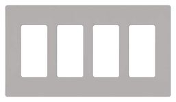 Lutron Claro 4 Gang Decorator/Rocker Wallplate, Gloss, Gray (1-Pack) | CW-4-GR