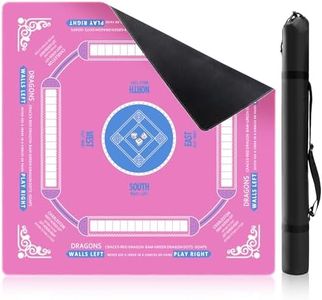 HoRiMe Mahjong Mat 33” x 33”, Premium Non-Slip Noise-Reducing Table Cover, 2mm Thick Waterproof Rubber Game Mat with Carrying Bag – Foldable Mahjong Table Mat for Card & Board Games (Pink)