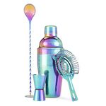 Blush Cocktail Shaker Set - Mixed Drink Shaker Kit Includes Jigger, Muddler Bar Spoon, and Strainer, Bar Essentials Cocktail Kit Set