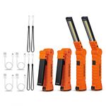 LED Battery Powered Torches,Vagocom USB Rechargeable Torch Super Bright Flashlight COB Work Light Portable Inspection Lamps with Magnetic Base for Tools,Mens Gifts,Workshop (4 Pack)