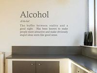 Funny Wall Quote "Alcohol Dictionary Definition" Sticker Decal Decor Transfer Wine Red | Small 57cm (w) x 30cm (h)