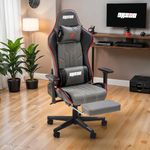 DROGO Wrath Pro Ergonomic Gaming Chair, Computer Chair with Adjustable Seat, PU Leather, 3D Armrest, Memory Foam Head & Lumbar Support Pillow | Home & Office Chair with Footrest & Recline (Black/Grey)