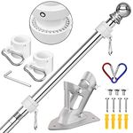 ZMTECH Flag Pole Kit, 6 FT Stainless Steel Flag Poles for Outside House, Residential or Commerical, Tangle Free Flag Pole Kit for American Flag (Without Flag, Silver)