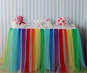 B-COOL Tulle Tutu Table Skirt Ribbon Color Dining Table Skirt for Wedding Baby Shower Girl Princess Birthday Party Decor 108"x31.5"