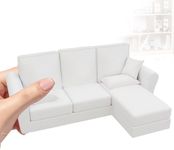 Miniature Dollhouse Couch 1:18 Scale Furniture Modern PLA Sofa for Mini Decor, Lightweight Doll Sofa for Play & Display, Tiny Couch for Dollhouse Living Room, Kids Gift & Collectors Room