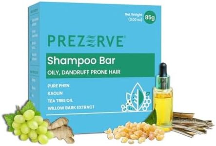 Prezerve Anti-Dandruff Shampoo Bar | 85g | For Oily & Itchy Scalp | Sulphate Free | Men & Women | Vegan and safe for colour treated hair | Chemical & Soap Free