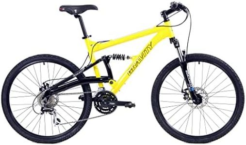 Gravity FSX 1.0 Dual Full Suspension Mountain Bike with Disc Brakes Aluminum Frame (Yellow, 21in)