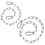 2PCS Stainless Steel Chain Lock with Both-Ended Carabiners,Metal Chain,Gate Chain,Heavy Duty Chain,Chain Lock for Outdoor Fences, Pet Cages, Horse Goat Cow Corral Supplies(20Inch+24Inch)