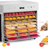 Kwasyo Stainless Steel Food Dehydrator, 8 Tray Fruit Dryer Machine with Free Recipe Book, BPA-Free, 30~90℃ Temperature Setting, Max 24h, Dehydrator Food Dryer UK for Vegetables, Meats