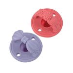 Nuby 3-D Sili Soother Pacifiers with Soft Handle and Two Safety Air Holes, 2 Pack, 0+ Months, Purple Bow and Pink Flowers