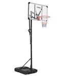 ZELUS Basketball Hoop Outdoor, 1.68 to 3.05 m Height Adjustable Basketball Hoop System with 46 cm Standard Rim, 110 cm Backboard & Weight Bag, Portable Basketball Hoop for Backyard Driveway Poolside