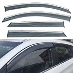 DEAL AUTO ELECTRIC PARTS 4-Piece Set Outside Mount Tape On/Clip On Type Smoke Tinted Sun/Rain Guard Vent Window Visors With Chrome Trim Compatible With 2016-2021 Tucson All Models