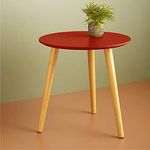 Device Bas with BROWN ART SHOPPEE Fold-Able Round Wood Side Table For Tea Coffee Breakfast (Red) Medium