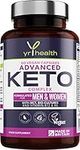 Keto Diet Pills - Max Strength Weight Loss Complex for Men & Women - MCT Oil, Green Tea, Bio-Cultures, Vitamins & Minerals, Carbohydrates & Fatty Acids Metabolism – 60 Vegan Capsules - Made in The UK