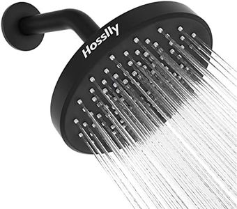 Hosslly 6" Matte Black Adjustable Rainfall Shower Head, High Pressure with Anti-Clogging Silicone Nozzles, 360 Adjustable Angles, Water Saving, Eco-Friendly