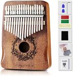 Kalimba 17 Keys Finger Piano Mahogany Mbira Sanza Music Instrument for Kid Women Men with Tuning Hammer Piano Bag Study Instruction Natural