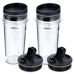 SLHOWOW 2-Pack 16oz/450ml Cup with Sip & Seal Lid,Blender Replacement Parts Compatible with Nutri Ninja 700w/1200w/1500w Series