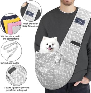 CUBY Dog Sling Carrier – Striped Grey Pet Shoulder Bag