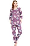 ZEYO Women's Cotton Floral Printed Mauve Nursing & Maternity Night Suit Set of Top & Pyjama Feeding Night Dress 5804