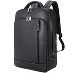 TIDING Men's Genuine Leather Expandable Backpack 15.6 Inch Laptop Bag Business Office Shoulder Daypacks