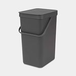 Brabantia 109966 Sort & Go Waste Bin, Plastic, Dark Grey, 16 Litre