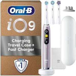 Oral-B iO9 Electric Toothbrushes For Adults, App Connected Handle, 3 Toothbrush Heads, Charging Travel Case & Toothbrush Head Holder, 7 Modes, 2 Pin UK Plug, Rose