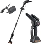 2-IN-1 Mini Chainsaw 6 Inch pole saws for tree trimming, Super Handheld Chainsaw with 2x Big Batteries, Small Hand saws for Tree Wood - 70inch Max Reach Pole Saw for Tree Trimming