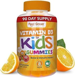 Vitamin D3 1000IU Pectin Gummy Vitamins for Kids (90 Day) by Feel Great 365 | 90 Gummies | Delicious Chewable Supports Healthy Bones, Teeth, Mood, Immune System Function* | Gluten Free & Non-GMO