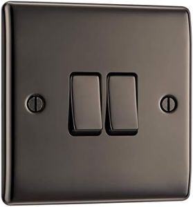 BG Electrical Double Light Switch, Black Nickel, 2-Way, 10AX