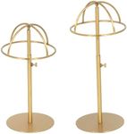 MCKECHSION 2PCS Stainless Steel Brushed Nickel Titanium Gold Hat Display Stand Metal Golden Adjustable Height Cap Rack Showcase Fingerprint Resistant for Home Boutique Retail Store