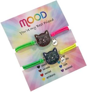 COLORFUL BLING Dinosaur Mermaid Cat Butterfly Unicorn Color Changing Mood Bracelet Set for Women Emotion Feeling Temperature Sensing Wrap Bracelet with Card, 9.5 inches, Alloy, Rope Chain, agate