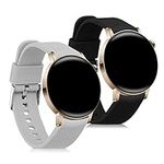 kwmobile Straps Compatible with Huawei Watch GT 3 Pro (43mm) / Watch GT 3 (42mm) Straps - 2x Replacement Silicone Watch Bands - Black/Grey/Grey