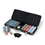 WICKED GIZMOS Professional 500 Piece Poker Set with Cushioned Aluminium Carry Case Holder - Complete with 2 Card Decks, 5 Red Dice and 11.5g Official Casino Grade Chips (Black)