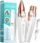 VG VOGCREST Eyebrow Facial Trimmer: 2 in1 Rechargeable Facial Hair Removal and Eyebrow Shaver - Face Lips Body Painless Facial Razor with Built-in LED Light (White)