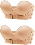 Bra, Front Buckle Strapless Adjustable Bra, Mango Lift Bra, Women Seamless Anti-Slip Invisible Push Up Bra (2 Beige,X-Small)