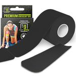 TapeGeeks Elastic Bandages Kinesiology Tape Precut Athletic Tape Muscle Tape - Hypoallergenic Sport Tape K Tape Black