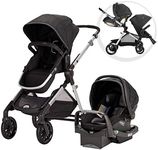 Evenflo Pivot Xpand Modular Travel System with SafeMax infant Car Seat, Stallion, Black