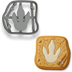 T-Rex Fossil Cookie Cutter Stamp - 4x3.74", Dino Footprint Design for Jurassic Parties & Baking Fun (Random Color)