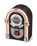 Tabletop Jukebox with CD Player, Retro Bluetooth Speaker, Vintage FM Radio Wireless for Home, Aux-in Port and Color Changing LED Lights