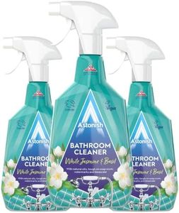 Astonish Streak Free Foaming Bathroom Cleaner Spray Bottle 3 Pack - Deep Cleaning White Jasmine & Basil Scented Spray For Soap Scum, Watermarks & Limescale - Cleaning Supplies, 750 ml Bottle