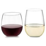 Libbey Stemless Wine Glasses for Red and White Wines, Set of 12