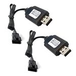 FainWan 2Pack 7.4V / 2 x 3.7V 400mA USB Charger Cable with SM-4P 4 pin Plug Compatible with Old Version UDI001 UDI008 UDI009 and HJ808 RC Boat Battery UDI001 USB 2