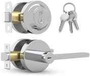 MEGA HANDLES - Ralph Entry Combo I Entry Door Handle and Single Cylinder Deadbolt Lock and Key Combo Pack - Heavy Duty Locking Door Set for Left or Right-Handed Doors - Polished Chrome