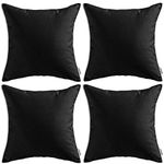 MIULEE Pack of 4 Decorative Outdoor Waterproof Pillow Covers Square Garden Cushion Cases PU Coating Throw Pillow Cover Shell for Patio Tent Park Couch 16x16 Inch Black