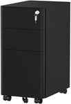 YITAHOME 3-Drawer Metal Filing Cabinet Office, Compact Portable Slim File Cabinet Drawers with Keys, Pre-Built Office Storage Cabinet for A4/Letter/Legal (Black)