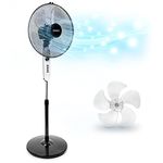 Duronic Pedestal Fan FN45, Electric Cooling Fan, Floor Standing Fan, Lightweight Height Adjustable Tilt, 5 Blades, 4 Speeds, High Velocity Oscillating Air Cooler Stand Fan for Home Bedroom Office Gym