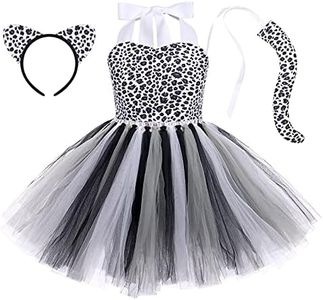 ODOLDI Girls Cheetah Tutu Costume Animal Cosplay Tutu Dress with Ears Headband Tail 3PCS Set Kids Leopard Costume Jungle Animal Halloween Cosplay Dress Up Costume Leopard 5-6 Years