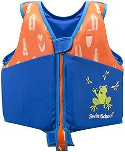 New SwimSchool Swim Trainer Vest – Small/Medium Max 33 Pounds – Kids Swim Vest with Padded Shoulders – Comfortable Flex-Form-Fit Design with Adjustable Safety Strap – Blue/Orange