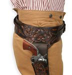 Historical Emporium .44/.45 Cal Standard Right Hand Western Gun Belt and Holster Tooled Leather 42 Two-Tone Brown